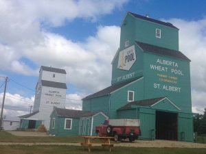 Two grain elevators in St. Albert, AB. Copyright by Jenn Tanaka.