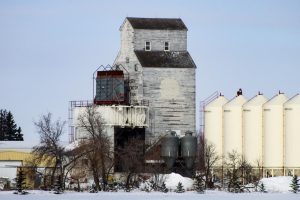 The wooden grain elevator at Bloom, MB, March 2011. Contributed by Steve Boyko.