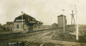 Holmfield, MB train station, circa 1906.