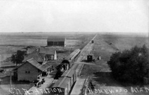 Homewood train station and steam train, date unknown.