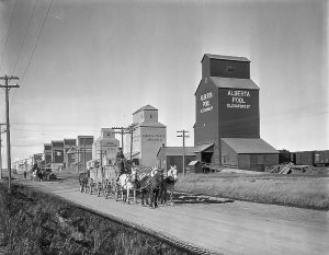 Vulcan, AB elevator row, 1928.